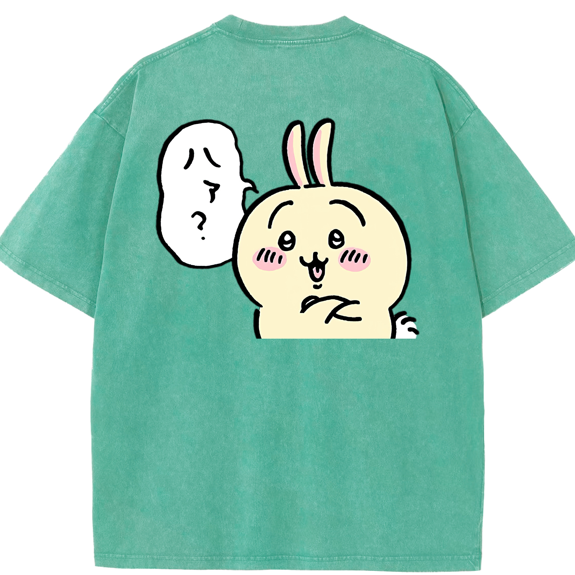 （画像用） ちいかわ うさぎ Chii-kawa usagi 綿100% ヴィンテージ風 半袖Tシャツ（背面プリント）